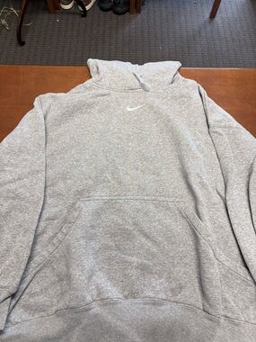 Nike Light Gray Crewneck Hoodie with White Swoosh